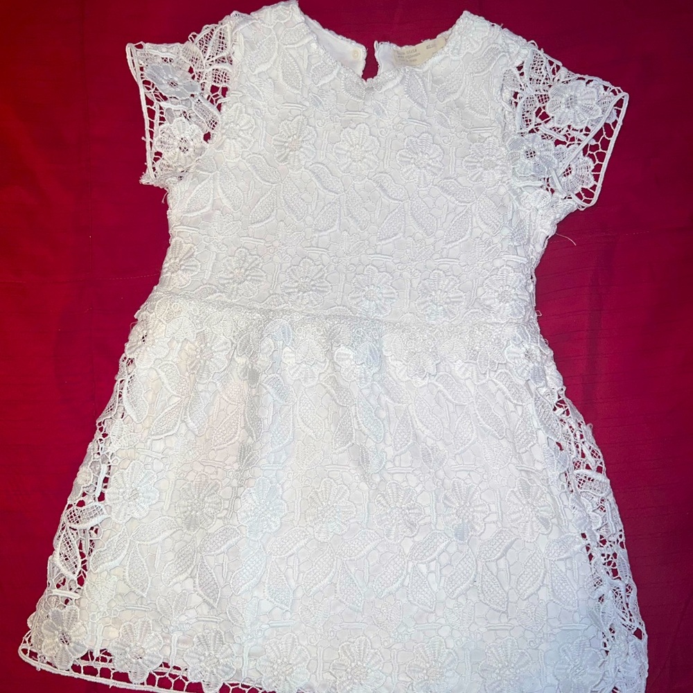 Zara Girls Soft Collection Lace Lined White Dress Flower 6 116cm